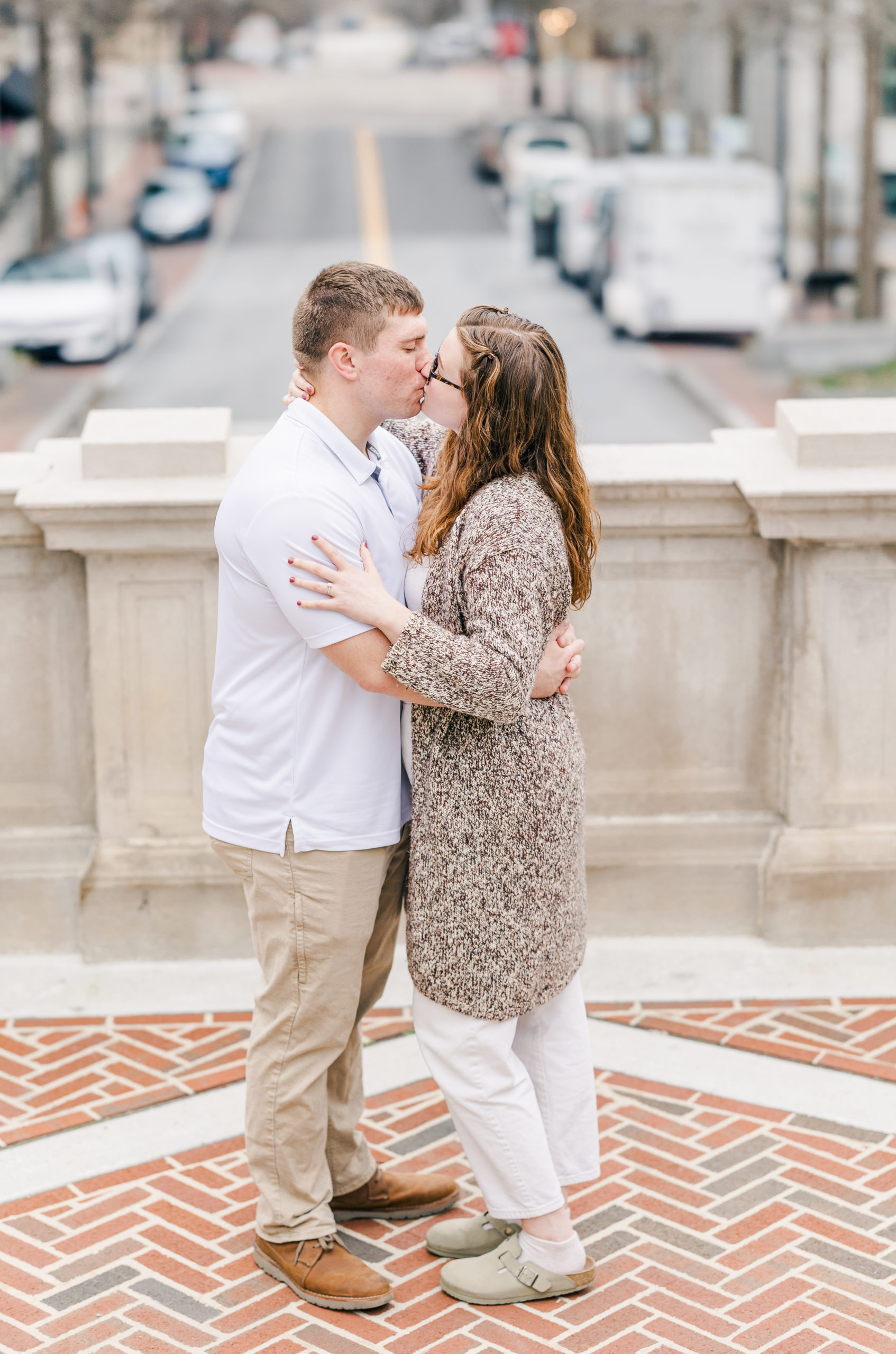 Downtown Lynchburg engagement session on steps