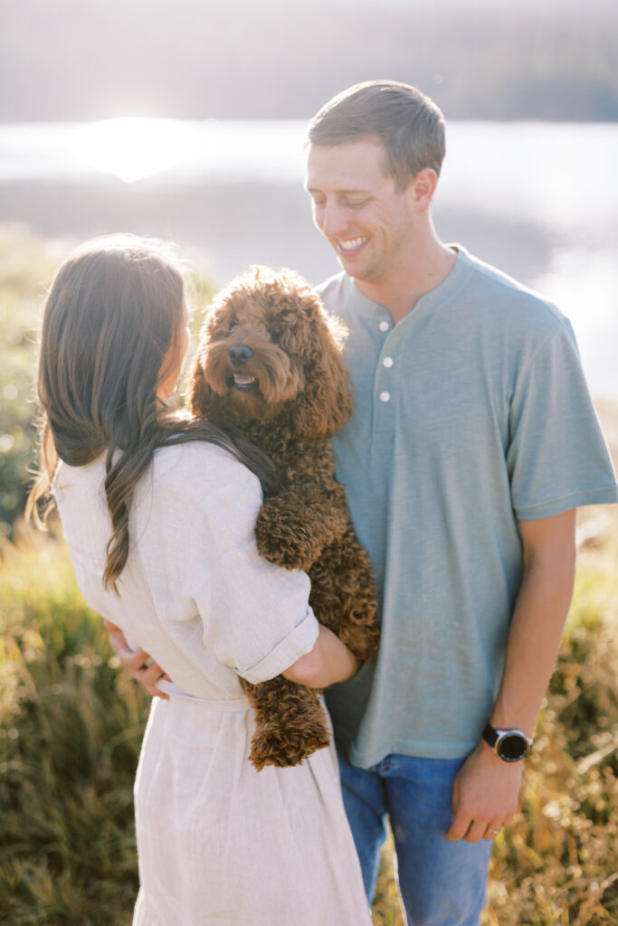 Dog posing with couple during their Brainard Lake couples shoot