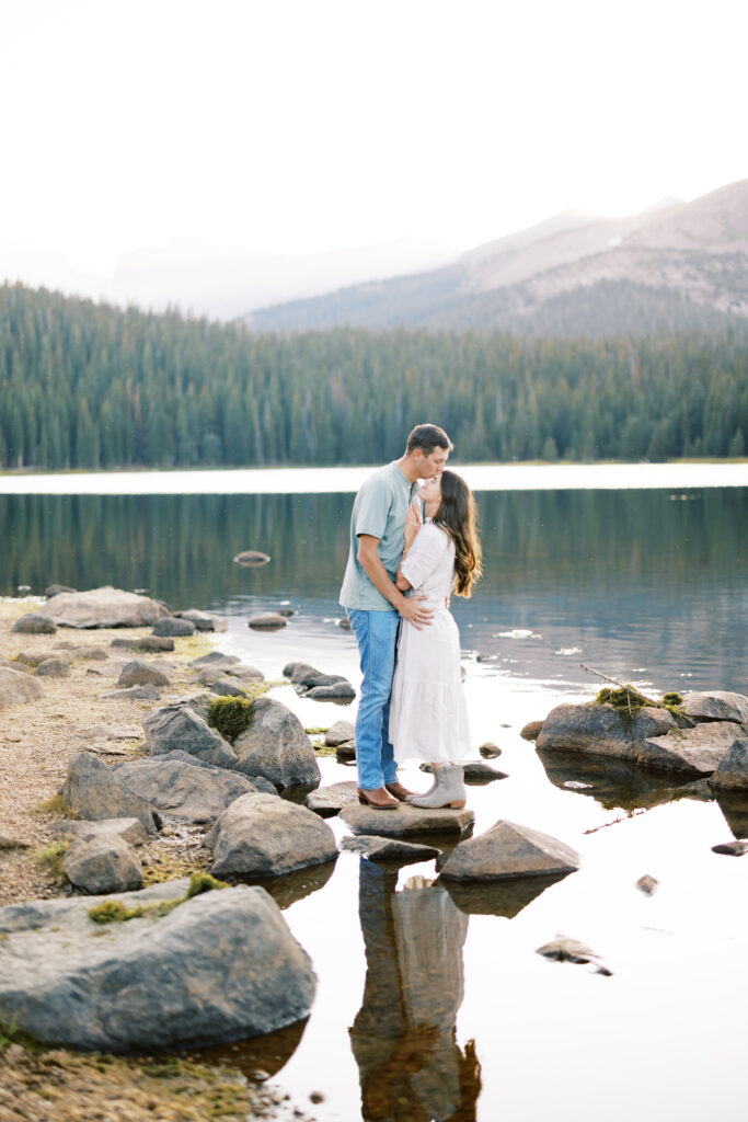 Engagement-style couples photo at Brainard Lake near Denver, Colorado